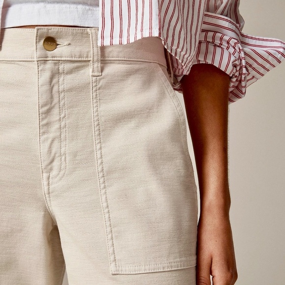 NWT!! J. CREW Camp Pocket Wide Leg Pants Natural Stretch Cotton 28P 28 Petite - Picture 7 of 16